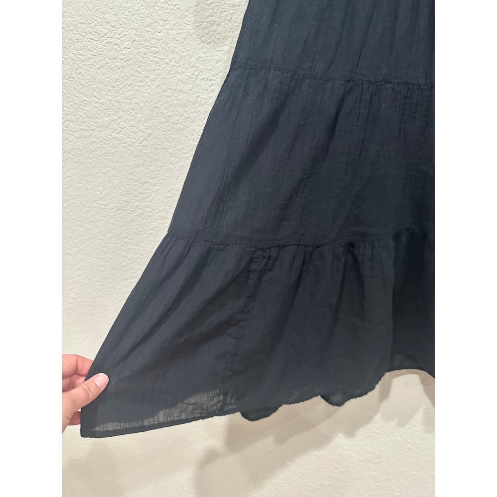Gap Womens Black Floral Embroidered Tiered Cotton Gauze Mini Dress L Petite - Picture 7 of 7